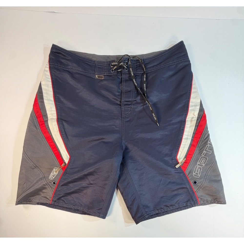Gotcha Mens Board Shorts Navy Blue Grey Red Colorblock Swim Trunks Size 38